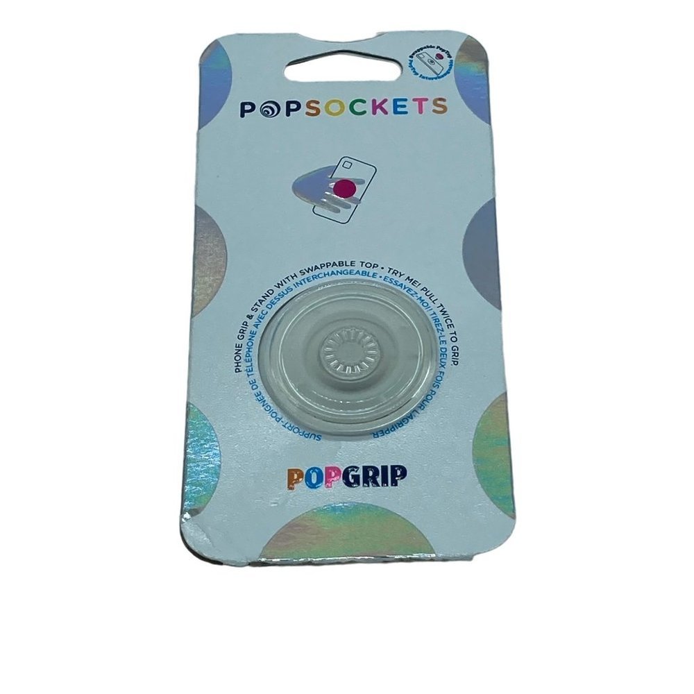 NEW POPSOCKETS POPSOCKET White Clear POPGRIP Phone Grip Stand Swappable Top‎
